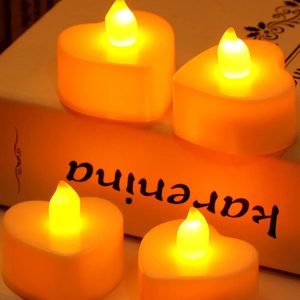 12pcs Heart Shaped Flameless LED Tealight Candles