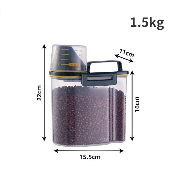 1.5kg/2kg Dog Cat Food Pail Plastic Storage Tank with Measuring Cup Container 1.5kg/2kg Dog Cat Food Pail Plastic Storage Tank with Measuring Cup Container