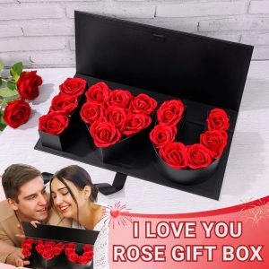 16Pcs Forever Roses in Heart Box – Valentine’s Gift for Her