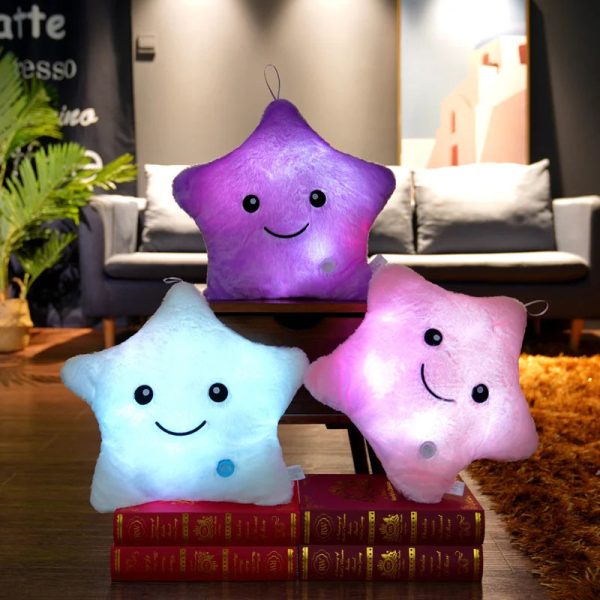 20CM Luminous Star Plush Toy Soft Glowing LED Cushion for Kids and Teens