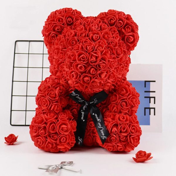 25cm Artificial Rose Teddy Bear with Decorative Light 25cm Artificial Rose Teddy Bear with Decorative Light