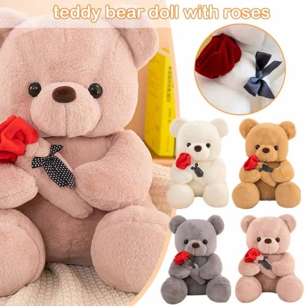 25cm Rose Teddy Bear Plush Toy Romantic Gift for Valentine's Day 25cm Rose Teddy Bear Plush Toy Romantic Gift for Valentine's Day