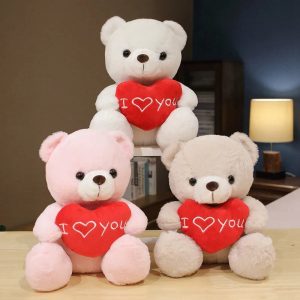 28CM Teddy Bear Plush Toy Holding Heart I Love You