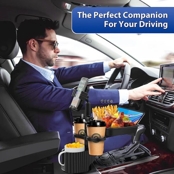 3 In 1 Adjustable Car Cup Tray With Phone Holder 3 In 1 Adjustable Car Cup Tray With Phone Holder