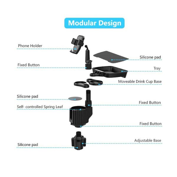 3 In 1 Adjustable Car Cup Tray With Phone Holder 3 In 1 Adjustable Car Cup Tray With Phone Holder