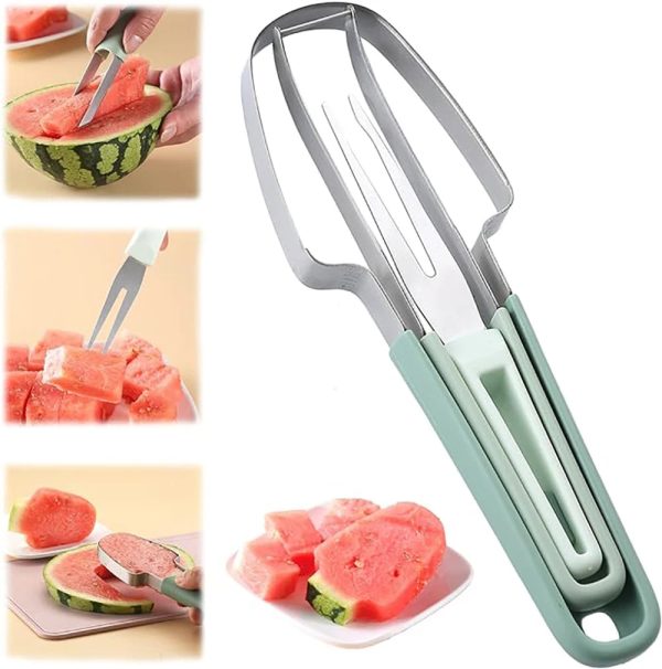 3-in-1 Stainless Steel Watermelon Cutter & Fork 3-in-1 Stainless Steel Watermelon Cutter & Fork