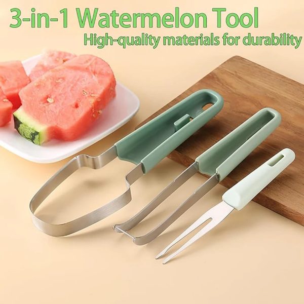 3-in-1 Stainless Steel Watermelon Cutter & Fork 3-in-1 Stainless Steel Watermelon Cutter & Fork