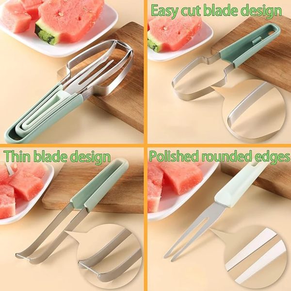 3-in-1 Stainless Steel Watermelon Cutter & Fork 3-in-1 Stainless Steel Watermelon Cutter & Fork