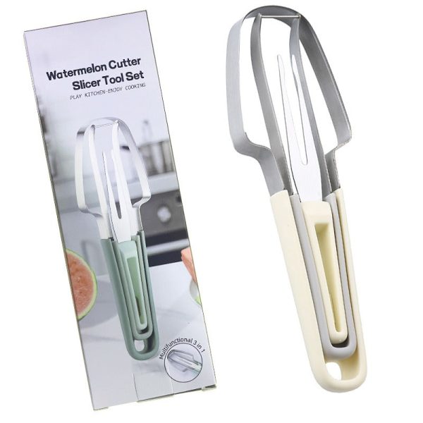 3-in-1 Stainless Steel Watermelon Cutter & Fork 3-in-1 Stainless Steel Watermelon Cutter & Fork