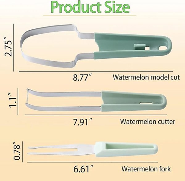 3-in-1 Stainless Steel Watermelon Cutter & Fork 3-in-1 Stainless Steel Watermelon Cutter & Fork