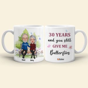 30 Years And You Still Give Me Butterflies Personalized Couple Mug, Gift For Couple