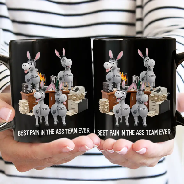 3D Effect Funny Donkey Coworkers Best Team Ever - Personalized Mug 3D Effect Funny Donkey Coworkers Best Team Ever - Personalized Mug