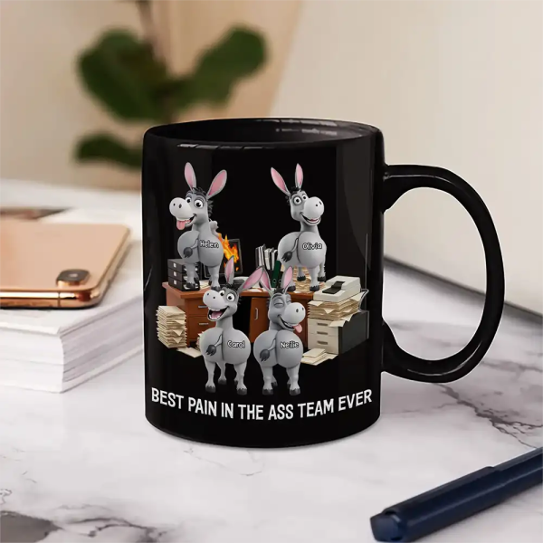 3D Effect Funny Donkey Coworkers Best Team Ever - Personalized Mug 3D Effect Funny Donkey Coworkers Best Team Ever - Personalized Mug