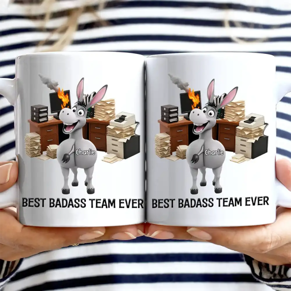 3D Effect Funny Donkey Coworkers Best Team Ever - Personalized Mug 3D Effect Funny Donkey Coworkers Best Team Ever - Personalized Mug