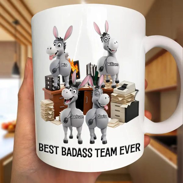 3D Effect Funny Donkey Coworkers Best Team Ever - Personalized Mug 3D Effect Funny Donkey Coworkers Best Team Ever - Personalized Mug
