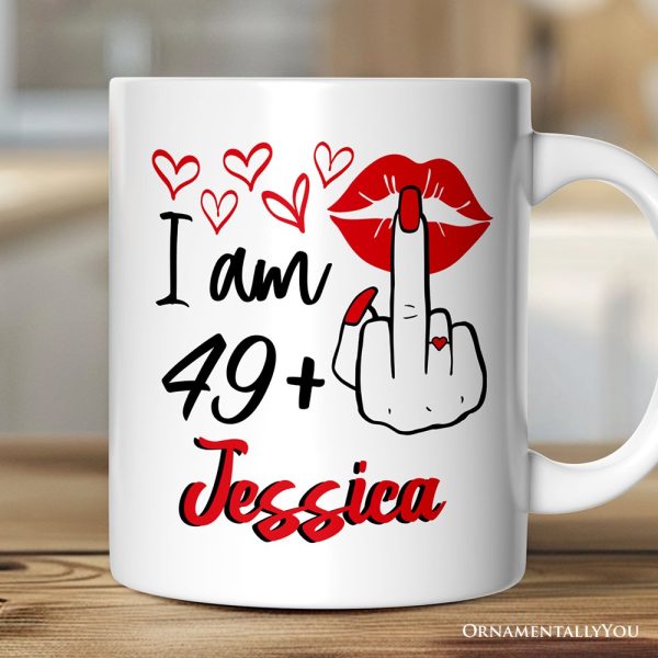 50 Birthday Personalized Mug For Women, 49 Plus Sarcastic Gift With Custom Name 50 Birthday Personalized Mug For Women, 49 Plus Sarcastic Gift With Custom Name