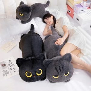 50cm Black Cat Plush Pillow Soft Cuddly Stuffed Toy