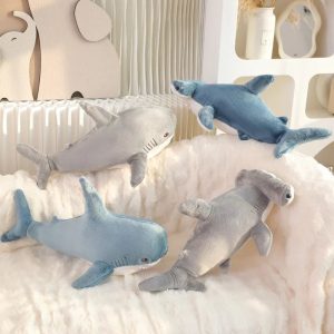 55cm Blue Shark Plush Toy - Soft Cartoon Marine Animal Hug Pillow