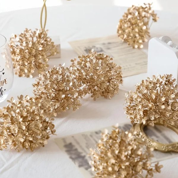 6pcs Gold Dried Hydrangea Flowers Luxury Artificial Decor for Home and Events 6pcs Gold Dried Hydrangea Flowers Luxury Artificial Decor for Home and Events