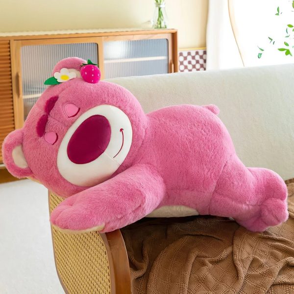 80cm Sleeping Strawberry Bear Plush Pillow