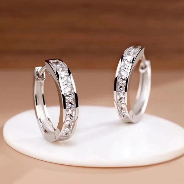 925 Sterling Silver Round Zircon Stud Earrings 925 Sterling Silver Round Zircon Stud Earrings