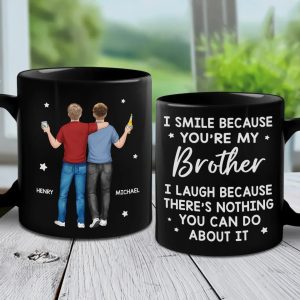 A Brother's Bond Is Unbreakable And Forever - Family Personalized Custom Black Mug - Gift For Family Members