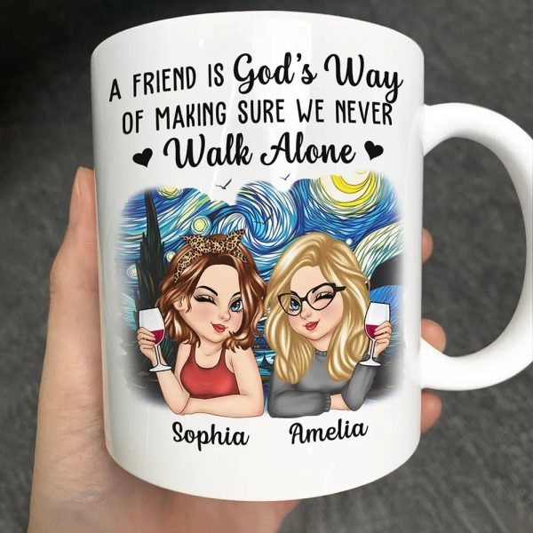 A Friend Is God's Way Besties - Personalized Mug A Friend Is God's Way Besties - Personalized Mug