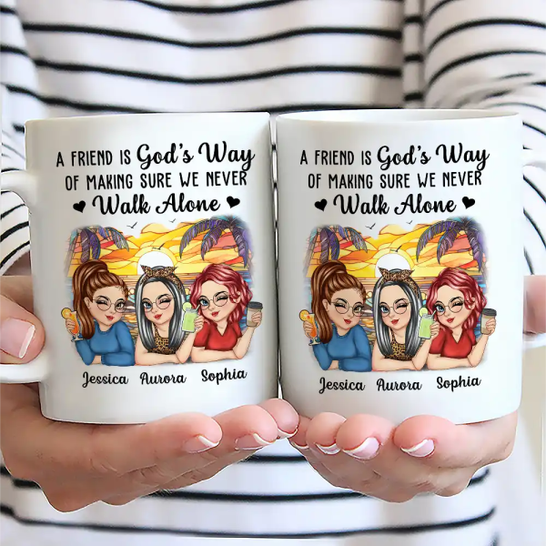 A Friend Is God's Way Besties - Personalized Mug A Friend Is God's Way Besties - Personalized Mug