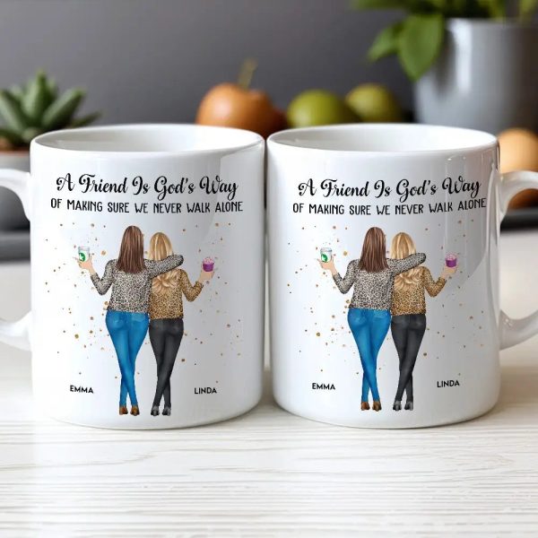 A Friend Is God's Way Personalized White Ceramic Mug for Best Friends A Friend Is God's Way Personalized White Ceramic Mug for Best Friends