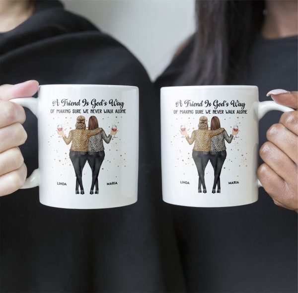A Friend Is God's Way Personalized White Ceramic Mug for Best Friends A Friend Is God's Way Personalized White Ceramic Mug for Best Friends