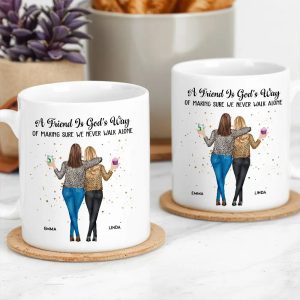 A Friend Is God's Way Personalized White Ceramic Mug for Best Friends