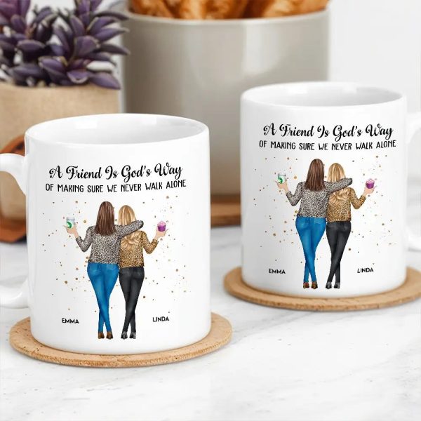 A Friend Is God's Way Personalized White Ceramic Mug for Best Friends A Friend Is God's Way Personalized White Ceramic Mug for Best Friends
