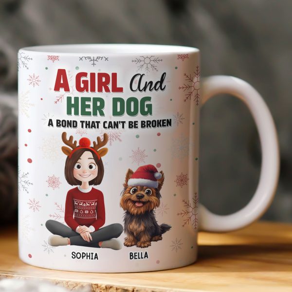 A Girl A Man And The Dog- A Bond Can't Be Broken - Personalized Mug A Girl A Man And The Dog- A Bond Can't Be Broken - Personalized Mug