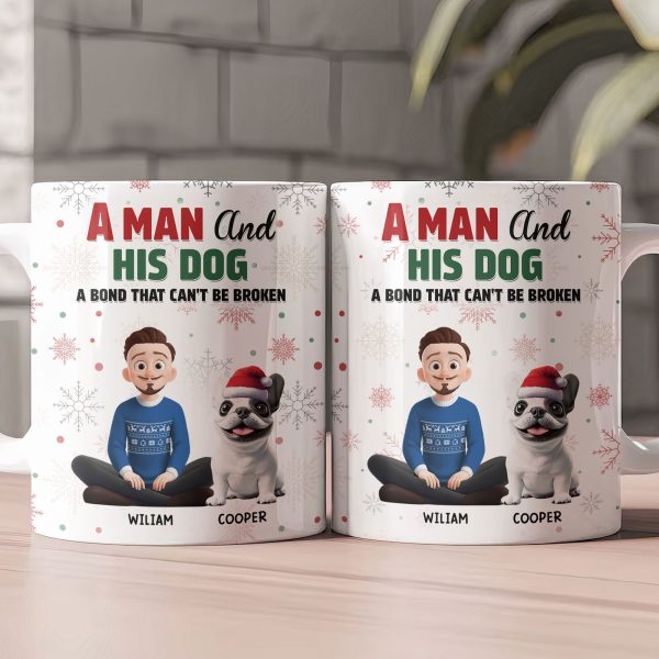 A Girl A Man And The Dog- A Bond Can't Be Broken - Personalized Mug A Girl A Man And The Dog- A Bond Can't Be Broken - Personalized Mug