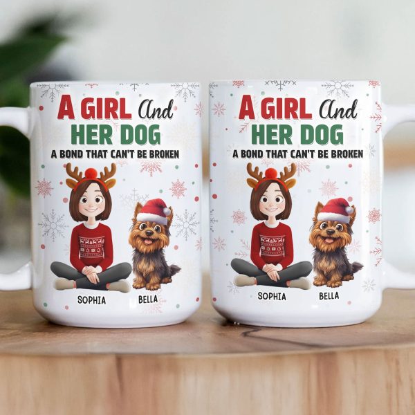 A Girl A Man And The Dog- A Bond Can't Be Broken - Personalized Mug A Girl A Man And The Dog- A Bond Can't Be Broken - Personalized Mug