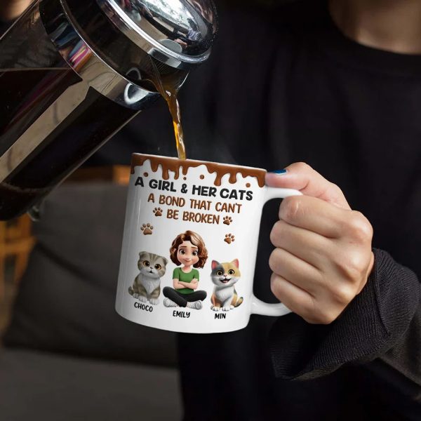 A Girl And Her Cat A Bond That Can't Be Broken - Personalized White Edge-to-Edge Mug A Girl And Her Cat A Bond That Can't Be Broken - Personalized White Edge-to-Edge Mug