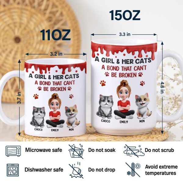 A Girl And Her Cat A Bond That Can't Be Broken - Personalized White Edge-to-Edge Mug A Girl And Her Cat A Bond That Can't Be Broken - Personalized White Edge-to-Edge Mug