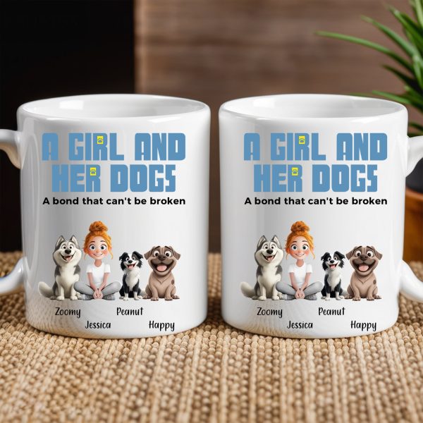 A Girl and Her Dogs" Personalized Mug, Special Gift for Pet Lovers, Perfect Dog Companion Bond Cup A Girl and Her Dogs" Personalized Mug, Special Gift for Pet Lovers, Perfect Dog Companion Bond Cup