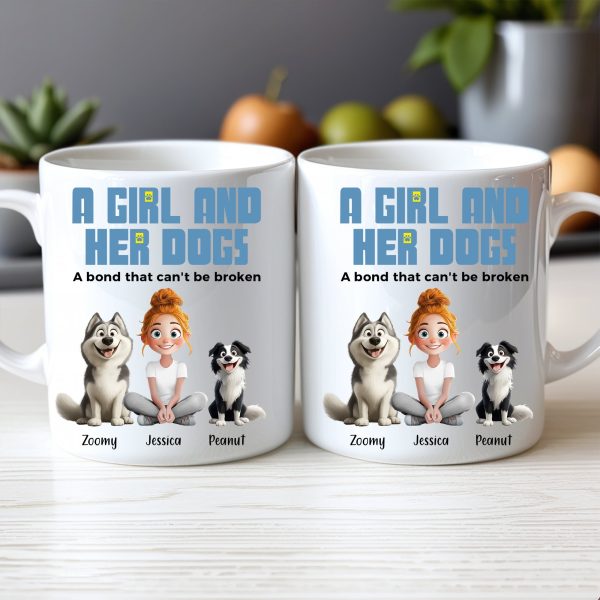 A Girl and Her Dogs" Personalized Mug, Special Gift for Pet Lovers, Perfect Dog Companion Bond Cup A Girl and Her Dogs" Personalized Mug, Special Gift for Pet Lovers, Perfect Dog Companion Bond Cup