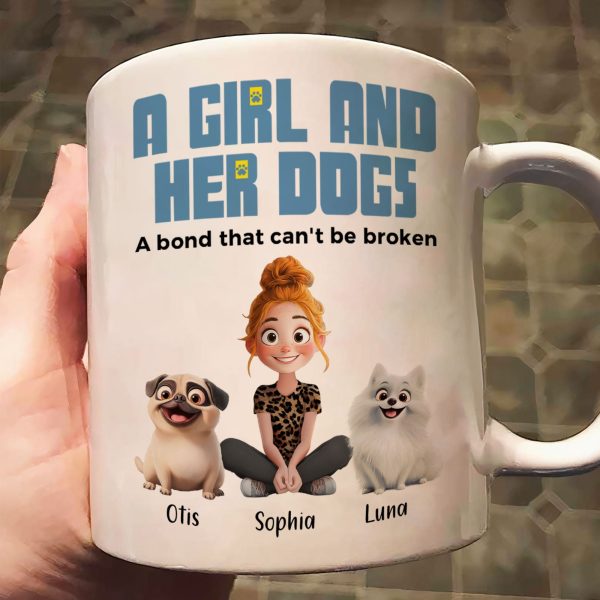 A Girl and Her Dogs" Personalized Mug, Special Gift for Pet Lovers, Perfect Dog Companion Bond Cup A Girl and Her Dogs" Personalized Mug, Special Gift for Pet Lovers, Perfect Dog Companion Bond Cup