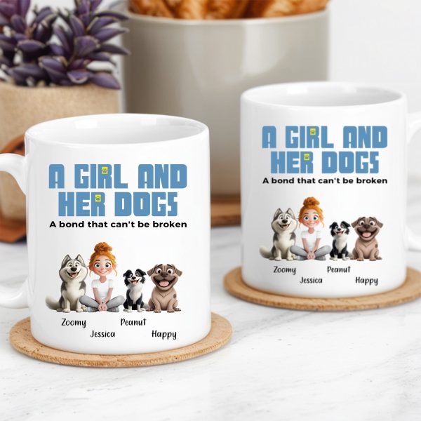A Girl and Her Dogs" Personalized Mug, Special Gift for Pet Lovers, Perfect Dog Companion Bond Cup A Girl and Her Dogs" Personalized Mug, Special Gift for Pet Lovers, Perfect Dog Companion Bond Cup