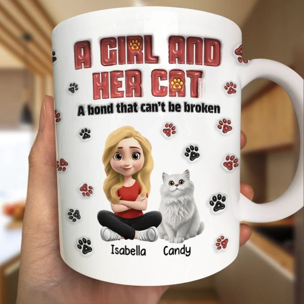 A Girl And Her Fur Babies - 3D Inflated Effect Printed, Personalized Mug A Girl And Her Fur Babies - 3D Inflated Effect Printed, Personalized Mug