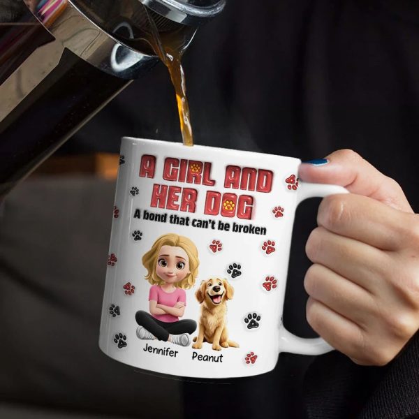 A Girl And Her Fur Babies - 3D Inflated Effect Printed, Personalized Mug A Girl And Her Fur Babies - 3D Inflated Effect Printed, Personalized Mug