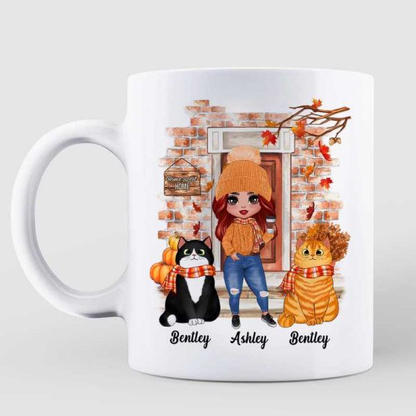 A Girl Loves Fall Season And Cats Personalized Mug A Girl Loves Fall Season And Cats Personalized Mug