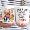 A Girl Loves Fall Season And Cats Personalized Mug A Girl Loves Fall Season And Cats Personalized Mug
