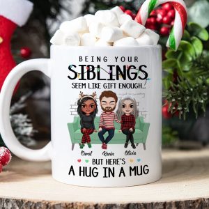 A Hug In A Mug, Personalized Mug, Gifts For Sibling
