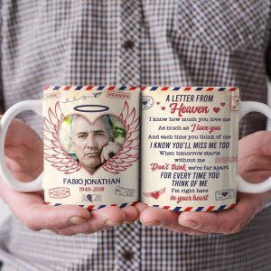 A Letter From Heaven White Personalized Mug, Memorial Gift For Family Members, Upload Image