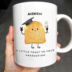 A Little Toast To Your Graduation Toast With Mortarboard - Personalized Custom Coffee Mug - GRAD002_MG