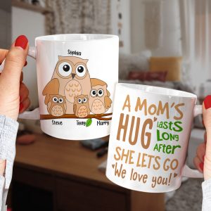 A Mom's Hug Lasts Long After Personalized Mug, Gift For Mom