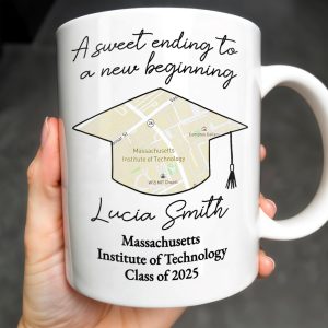 A Sweet Ending To A New Beginning, Graduation Cap And Diploma - Personalized Custom Coffee Mug - GRAD010_MG